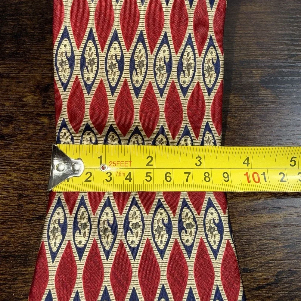 Vintage 1990s Neck Tie Roundtree &‎ York Silk Hand made USA Wide Geometric